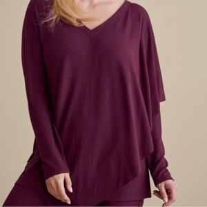 Soft Surroundings NEW Madeline Tunic Shirt in Purple Wine Draped V-Neck Size 3X